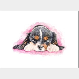 Cute Sleeping Puppy Watercolor Posters and Art